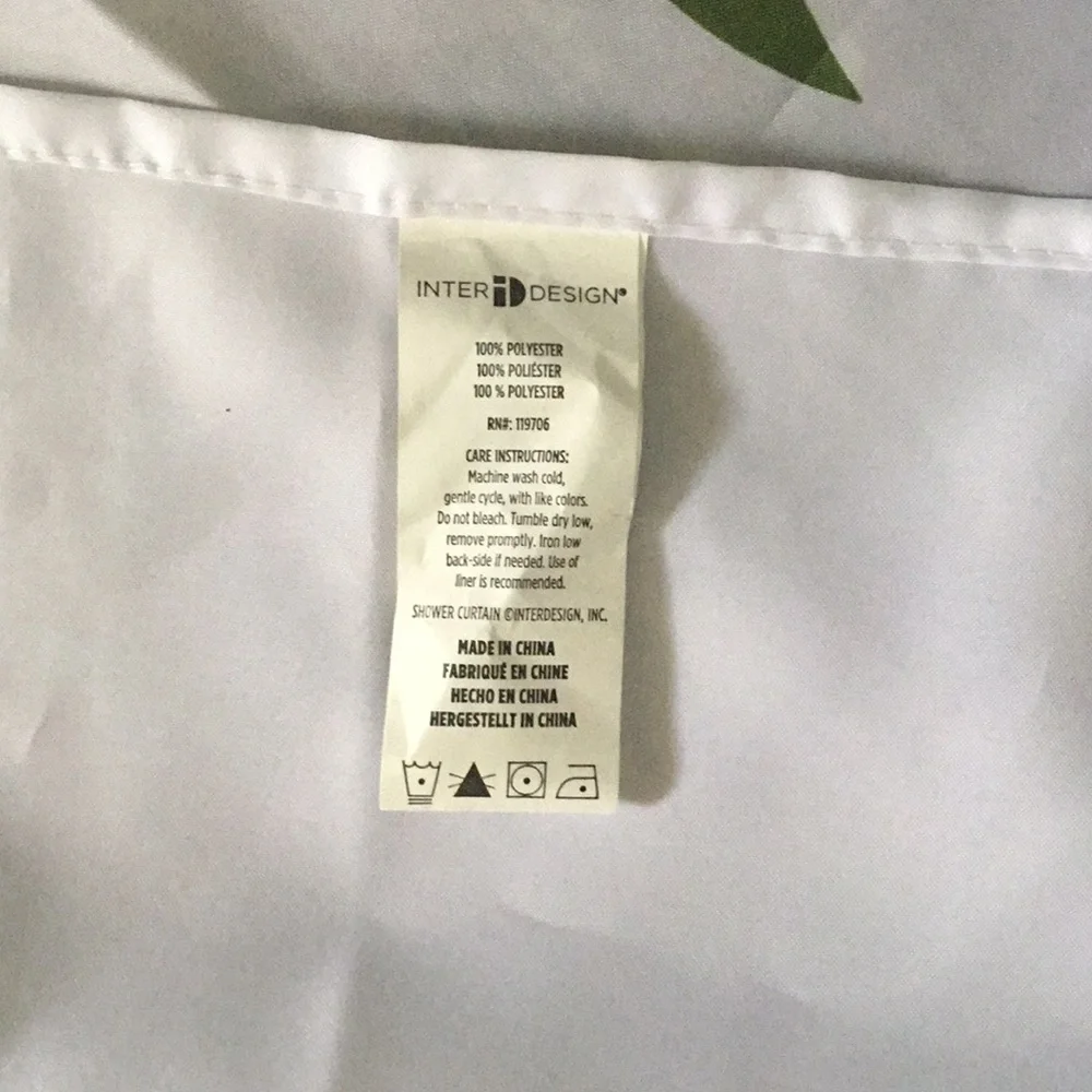 Botanical Leaf Shower Curtain in White and Green